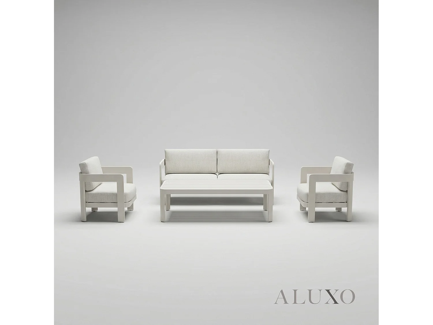 ALUXO Sofia 5-Seater Luxury Lounge Set - Taupe Aluminium & Slat Table