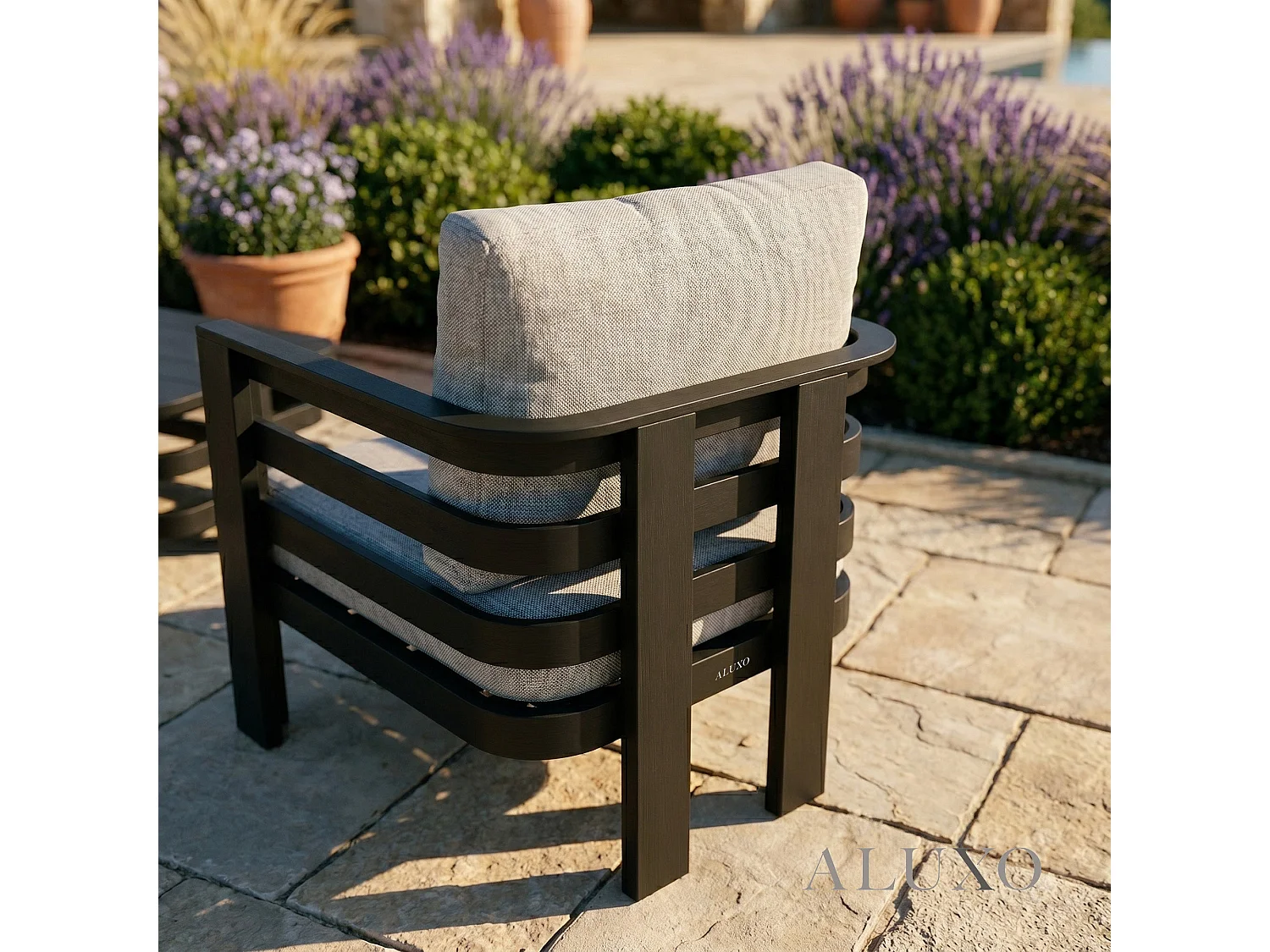 ALUXO Andros 5-Seater Luxury Lounge Set - Onyx Aluminium & Sintered Stone Table