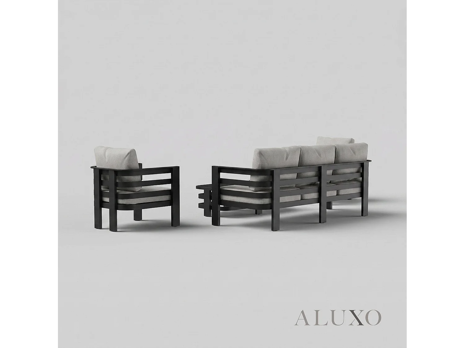 ALUXO Andros 5-Seater Luxury Lounge Set - Onyx Aluminium & Sintered Stone Table