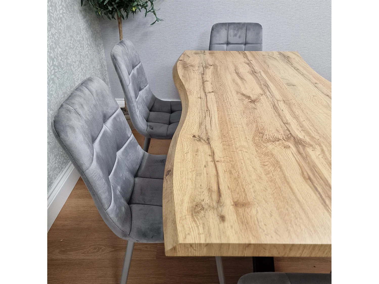 Dining Table And 6 Chairs Modern Dining Table Set With 6 Grey Velvet Chairs Dining Room Furniture