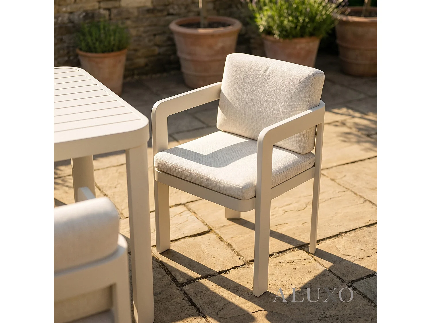 ALUXO Sofia 6-Seater Luxury Dining Set - Taupe Aluminium & Slat Table