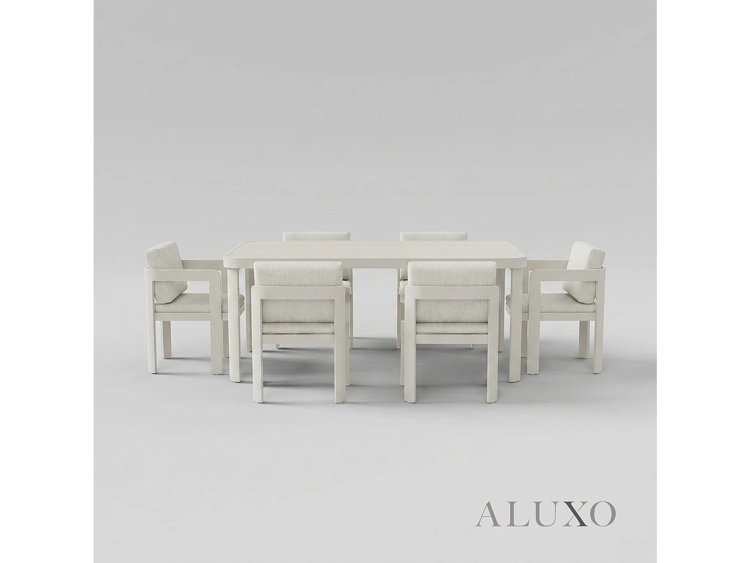 ALUXO Sofia 6-Seater Luxury Dining Set - Taupe Aluminium & Slat Table