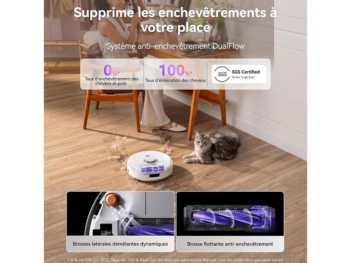 NARWAL Freo Z10 Aspirateur laveur robot autonome avec station de lavage et sac 2,5 L
