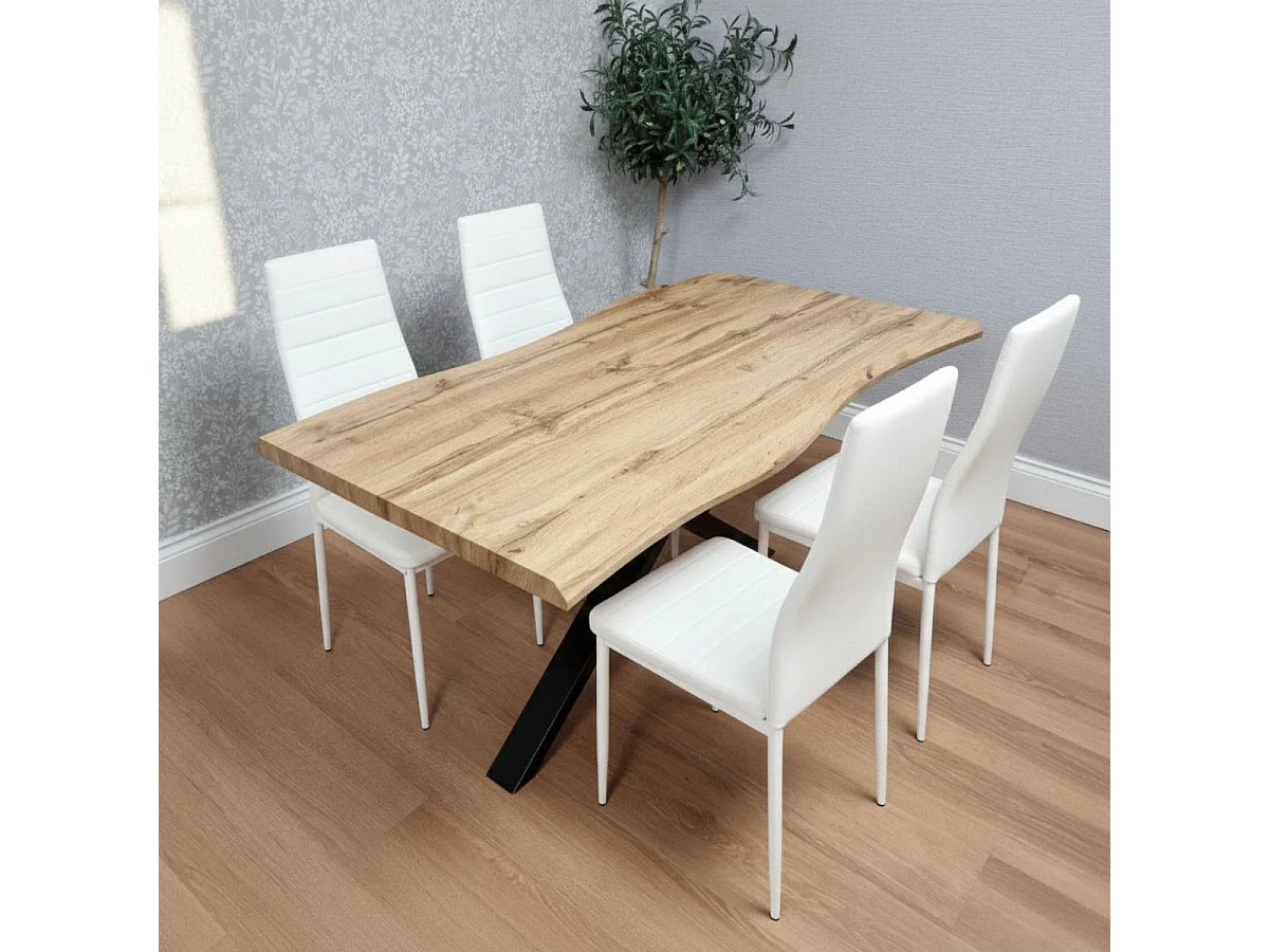 Kosy Koala Dining Table Set with 4 White Chairs Kitchen Dining Room Furniture