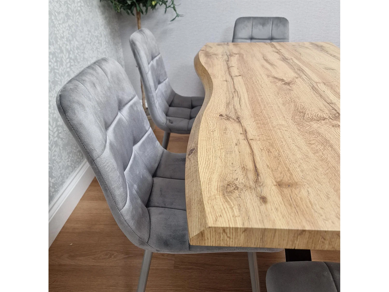 Kosy Koala Dining Set with Bench and 4 Grey Velvet Chairs Stylish Dining Room Furniture Set