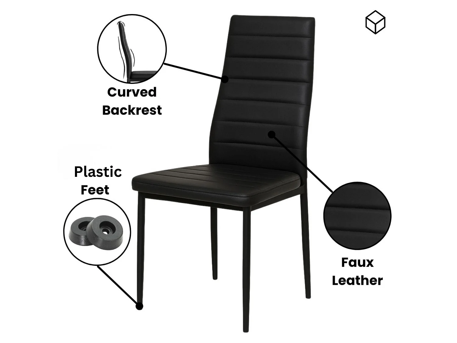 Dining Set Of 4 Dining Table Set with 4 black Faux Leather Chairs Dining Room Furniture