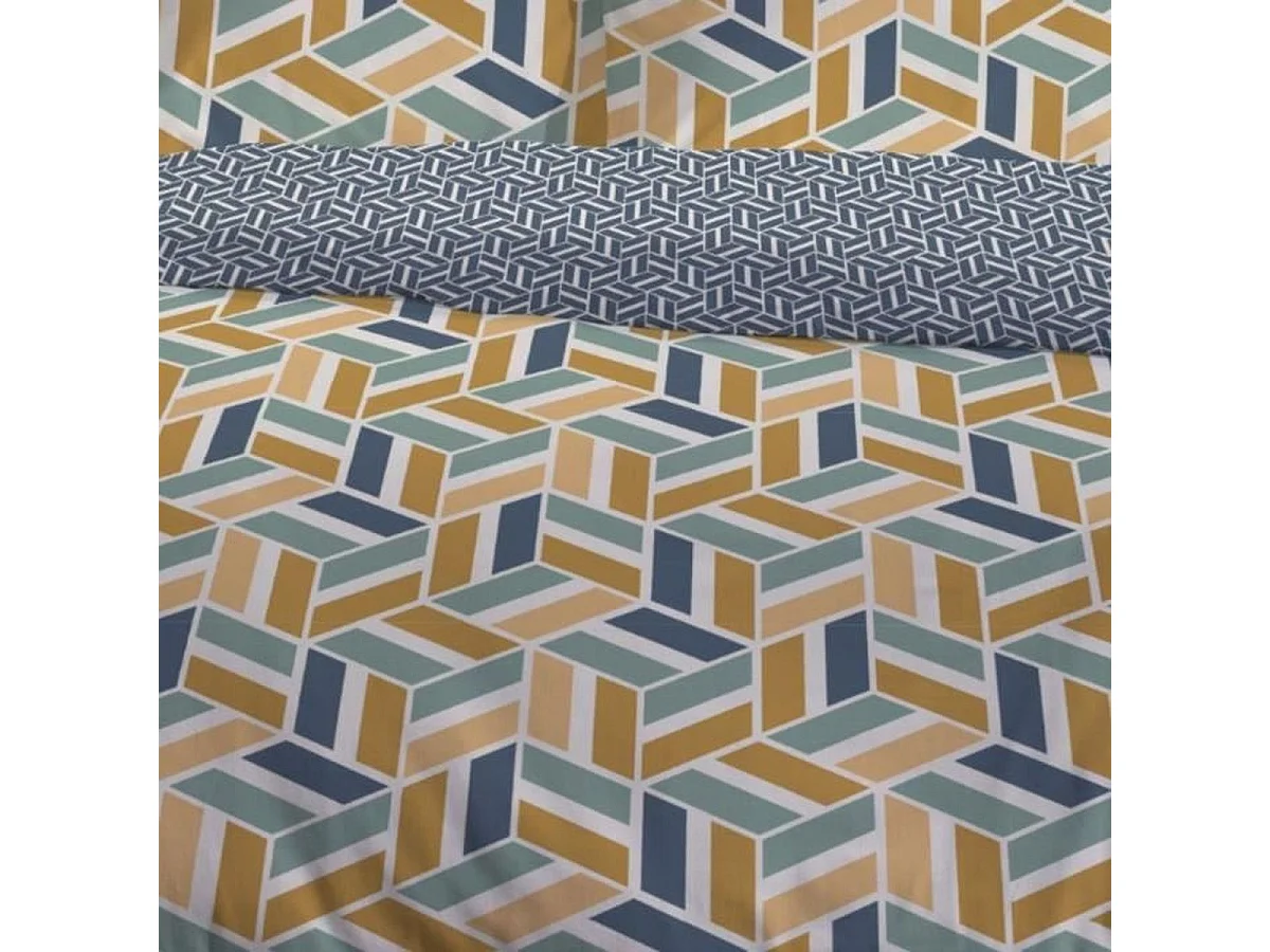 TODAY Sunshine 15.32 – Parure housse de couette 240 x 260 cm pour 2 personnes, 100% coton imprimé