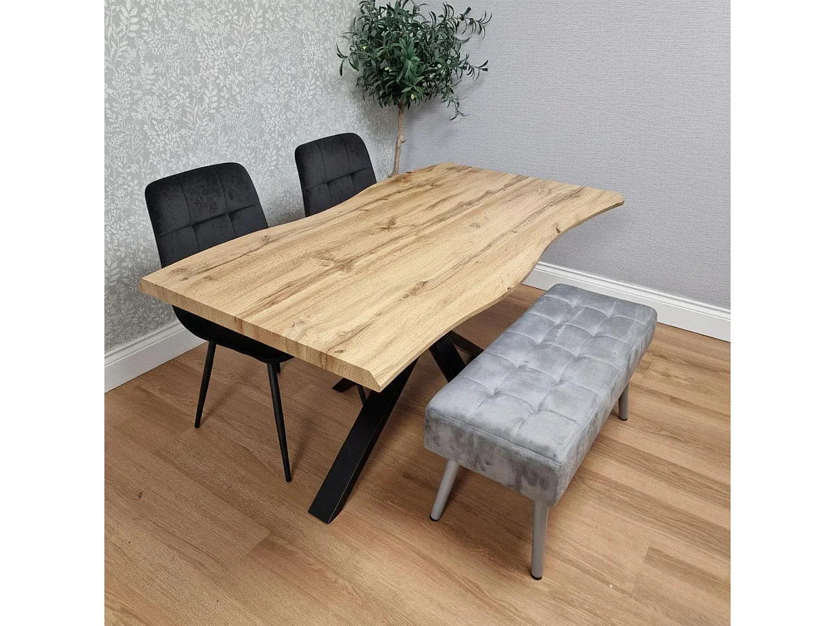 Kosy Koala Dining Table Set With 2 Black Velvet Chairs And Grey Velvet Bench Dining Room Furniture