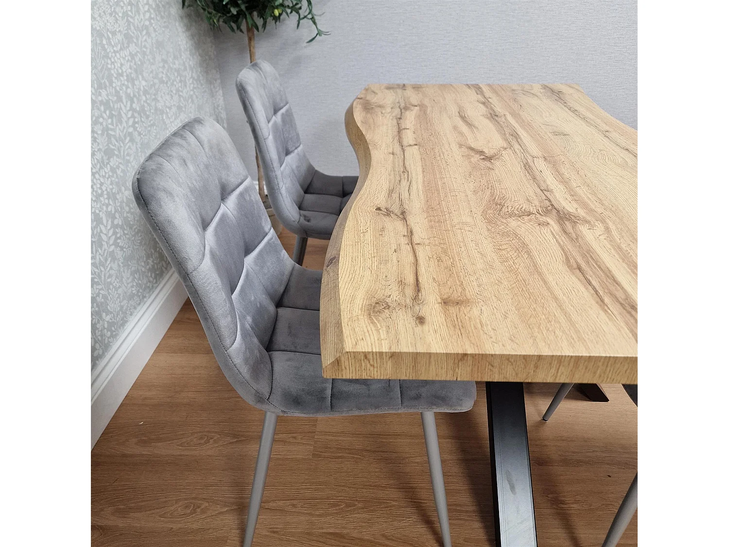 Kosy Koala Dining Table Set with 4 Grey Velvet Chairs Stylish Dining Room Furniture