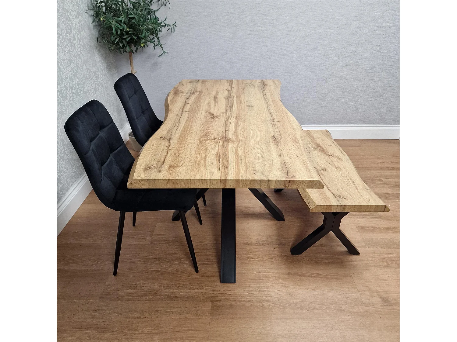 Kosy Koala Dining Table Set with 2 Black Chairs and 1 Bench Kitchen Dining Room Furniture