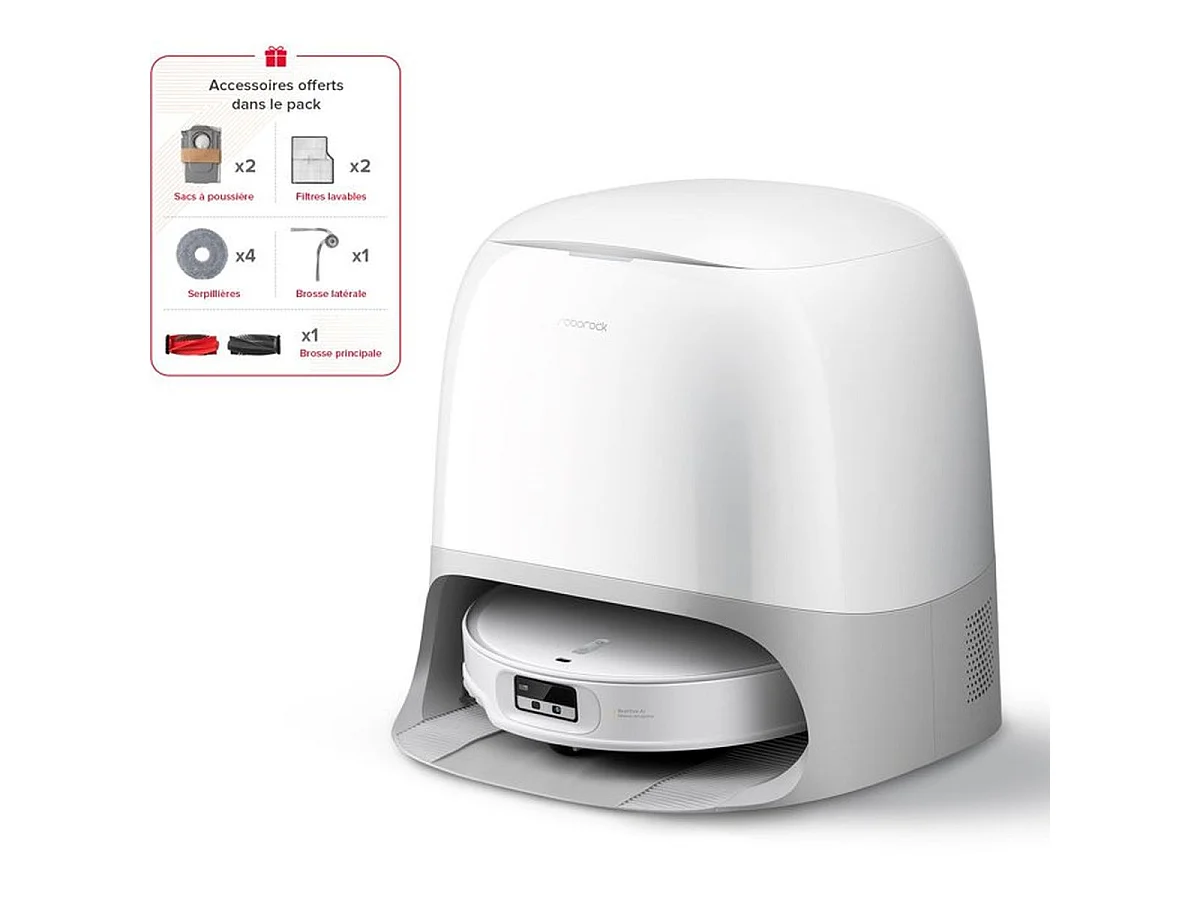 Roborock Qrevo Curv 2 ProX - Aspirateur robot laveur LiDAR 25 000 Pa, Autonomie 180 min