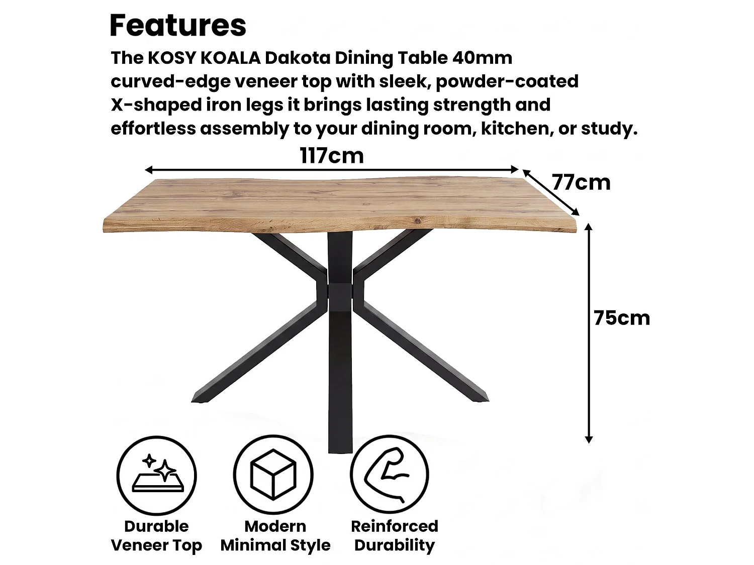Modern Dining Table with 4 Black Gem pattern Faux Leather Chairs
