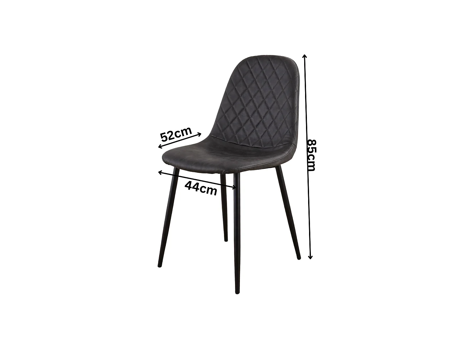 Modern Dining Table with 4 Black Gem pattern Faux Leather Chairs