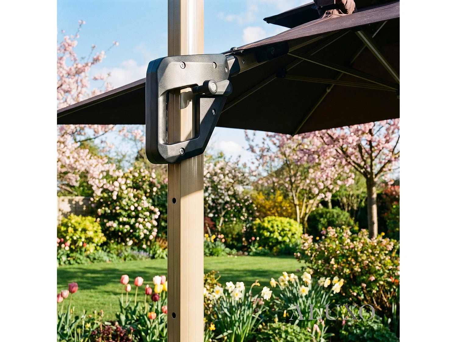 Camber 3m Square Cantilever Parasol with Solar LED Lights - Coffee Brown