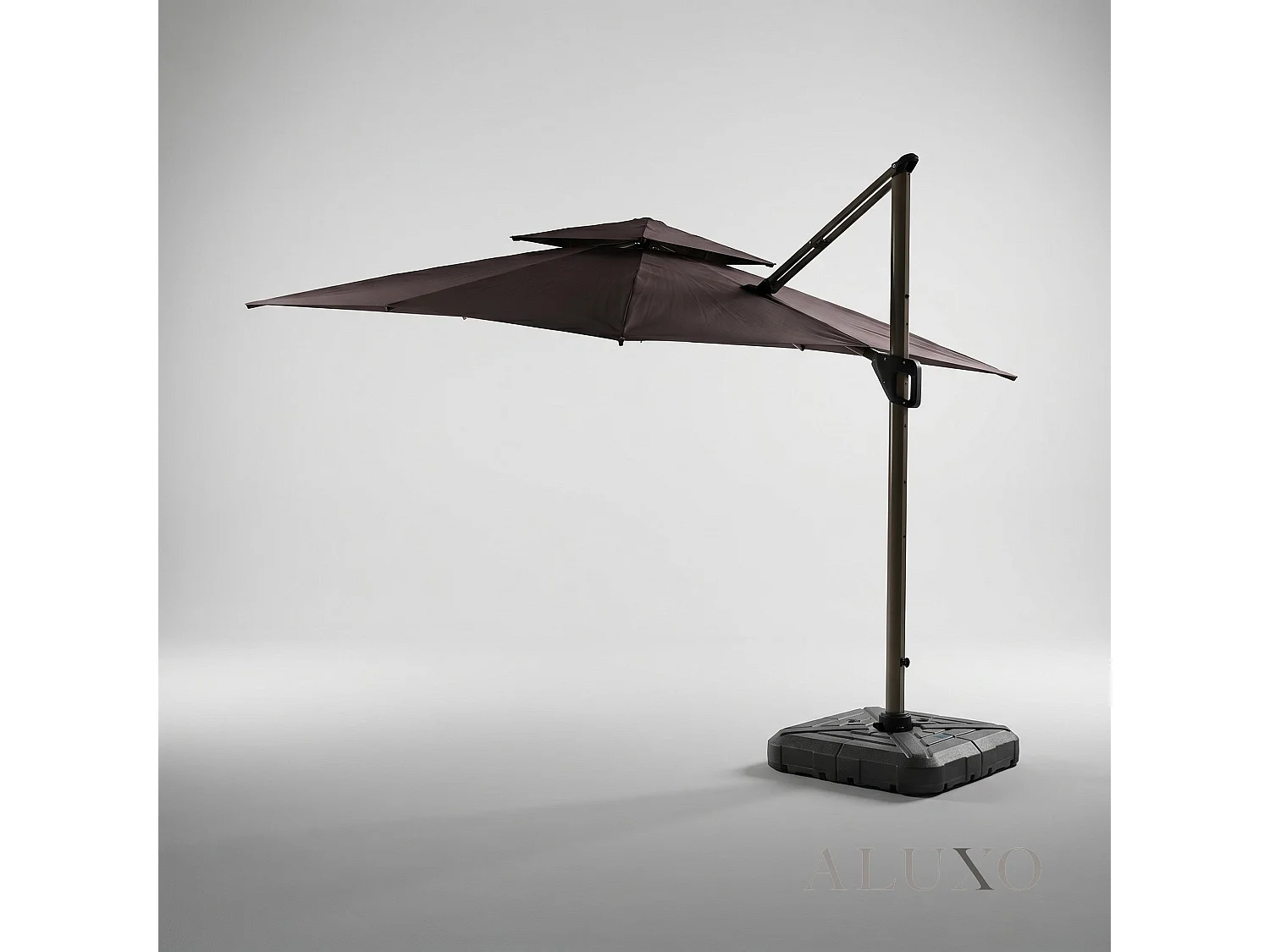 Camber 3m Square Cantilever Parasol with Solar LED Lights - Coffee Brown