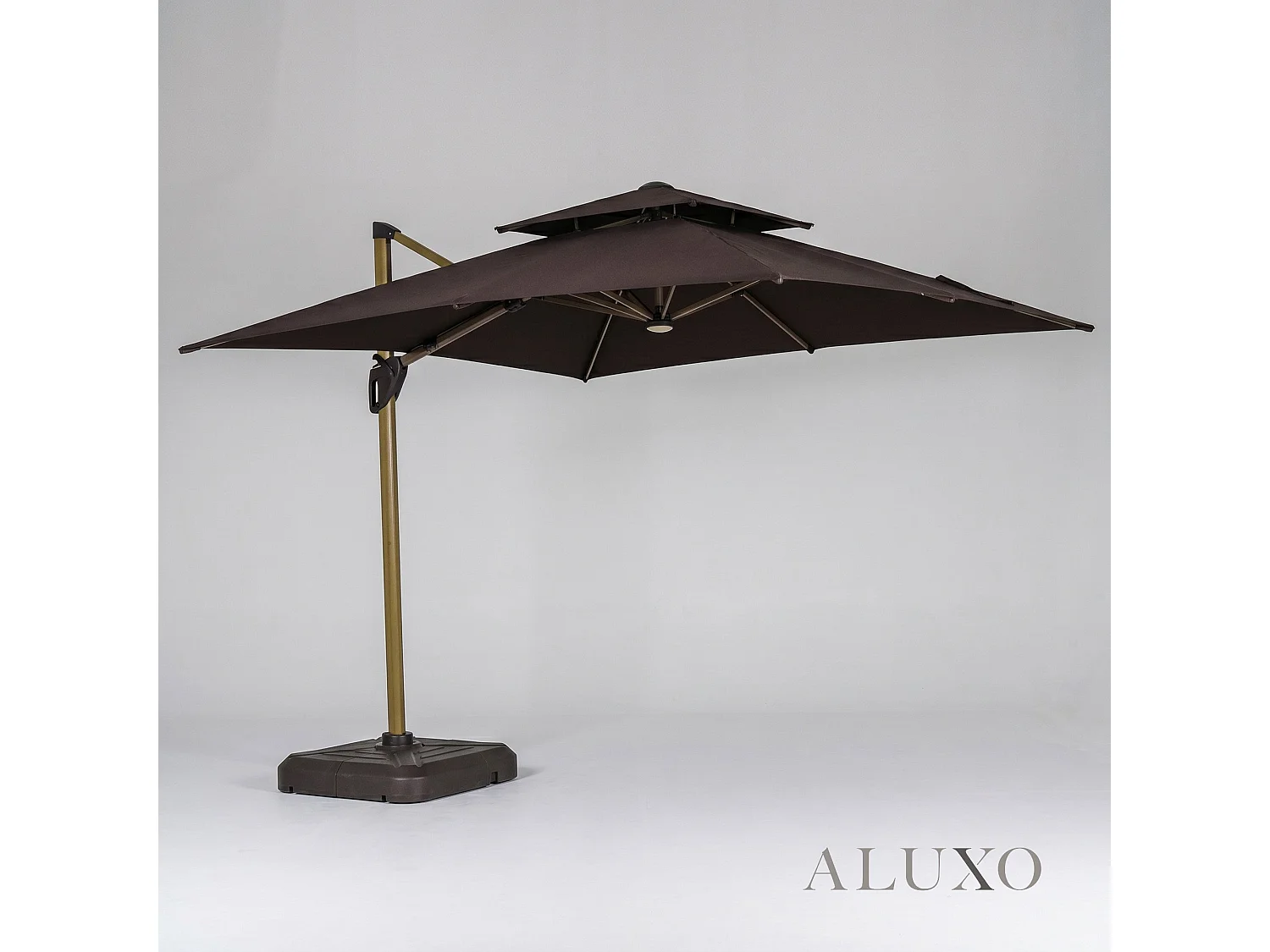 Camber 3m Square Cantilever Parasol with Solar LED Lights - Coffee Brown