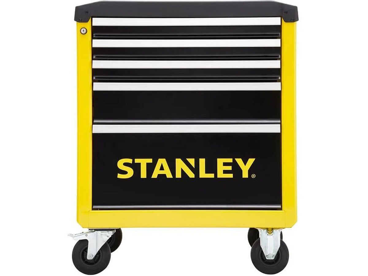 Chariot d’atelier Stanley STST74305-1 5 tiroirs, charge 300 kg, fermeture centralisée, jaune et noir