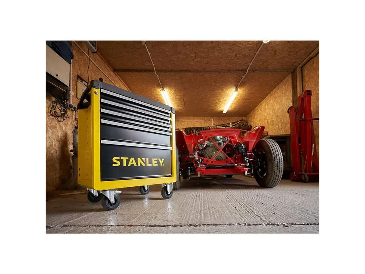 Chariot d’atelier Stanley STST74305-1 5 tiroirs, charge 300 kg, fermeture centralisée, jaune et noir