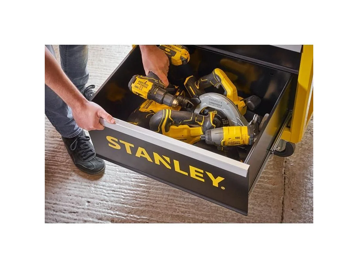 Chariot d’atelier Stanley STST74305-1 5 tiroirs, charge 300 kg, fermeture centralisée, jaune et noir