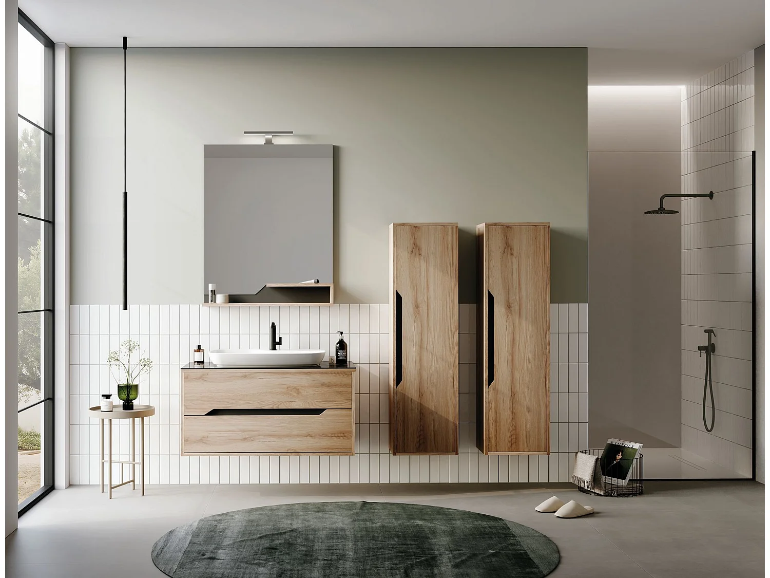 Specchio decorativo in legno "Galia 80" - 60 x 14 x 100 cm - Rovere