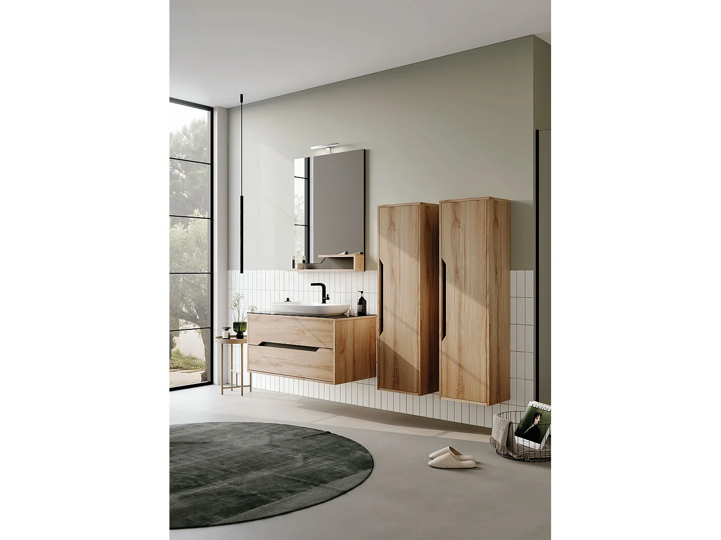Specchio decorativo in legno "Galia 80" - 60 x 14 x 100 cm - Rovere