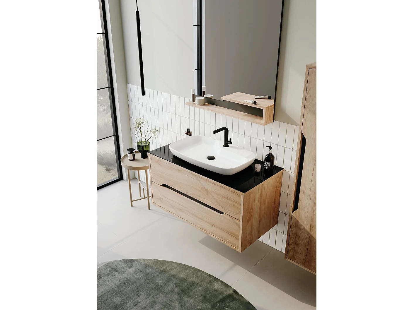 Specchio decorativo in legno "Galia 80" - 60 x 14 x 100 cm - Rovere