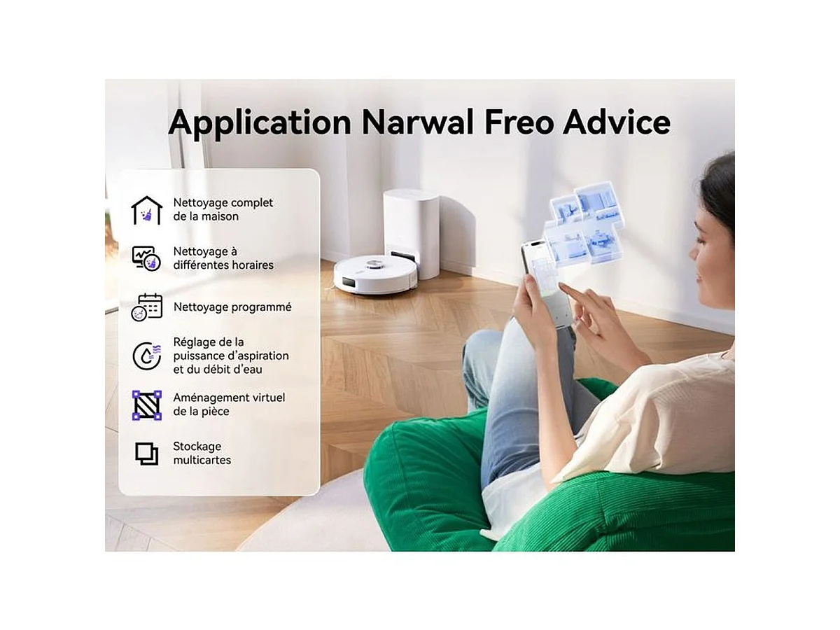 NARWAL Freo S — Aspirateur laveur robot avec station d'autovidage, 8000 Pa