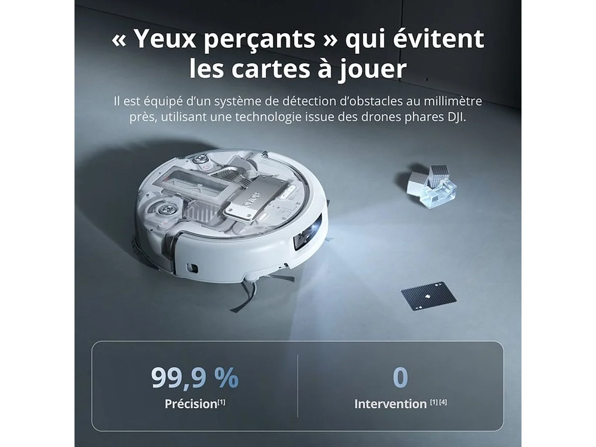 DJI ROMO P Robot Aspirateur-Laveur — Design Transparent, 25 000 Pa, Station d'auto-nettoyage