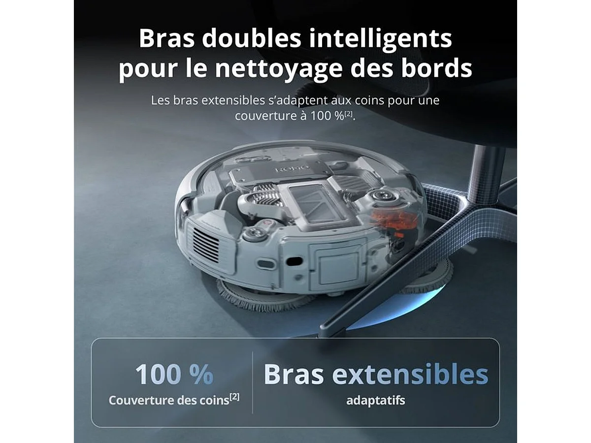 DJI ROMO P Robot Aspirateur-Laveur — Design Transparent, 25 000 Pa, Station d'auto-nettoyage
