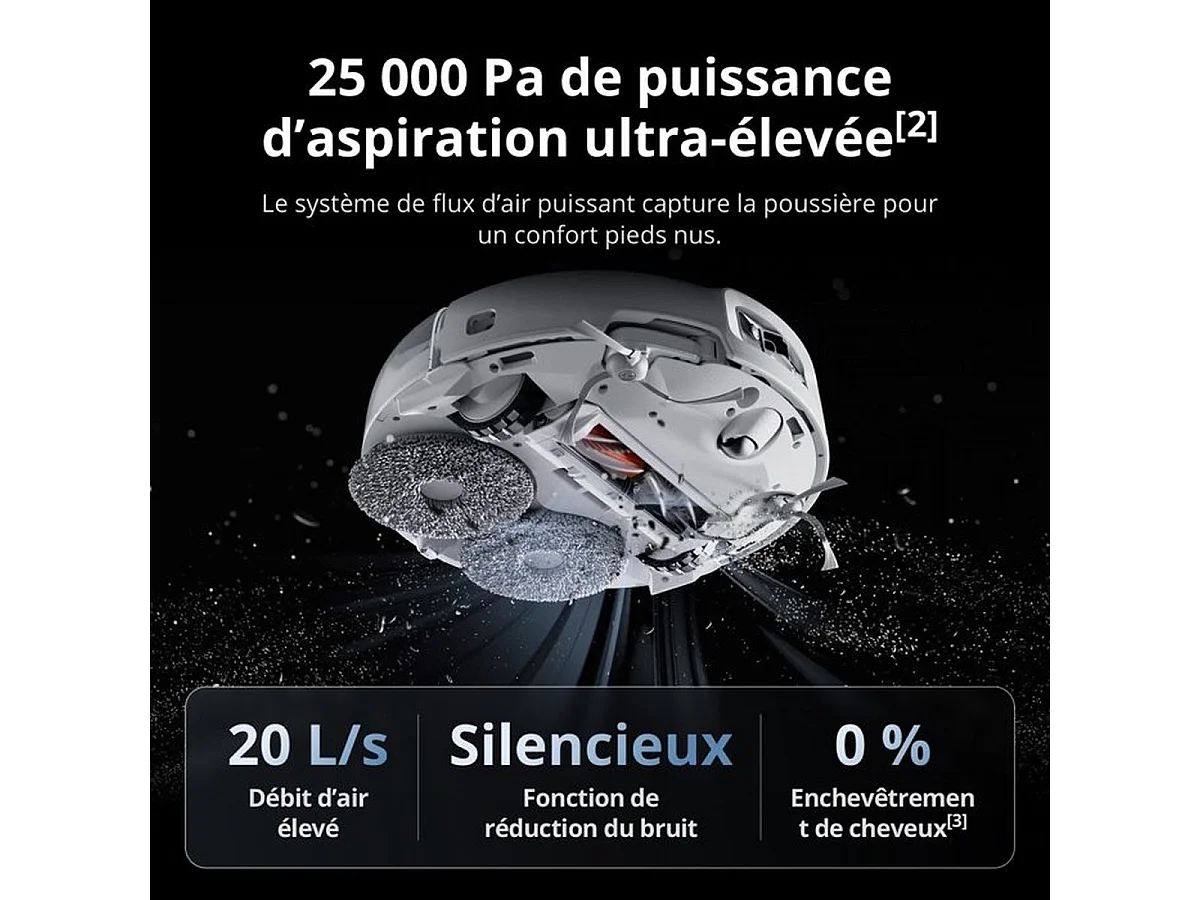 DJI ROMO P Robot Aspirateur-Laveur — Design Transparent, 25 000 Pa, Station d'auto-nettoyage