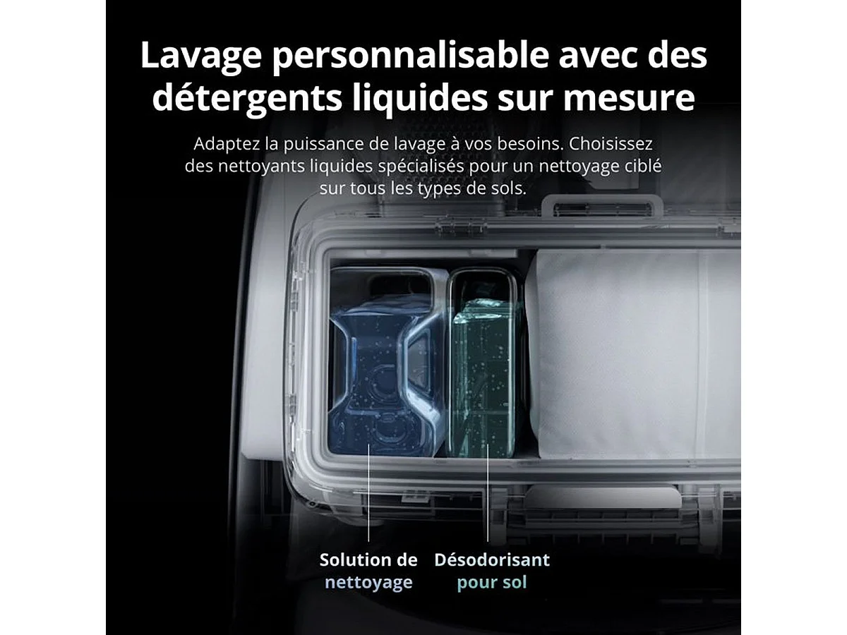 DJI ROMO P Robot Aspirateur-Laveur — Design Transparent, 25 000 Pa, Station d'auto-nettoyage