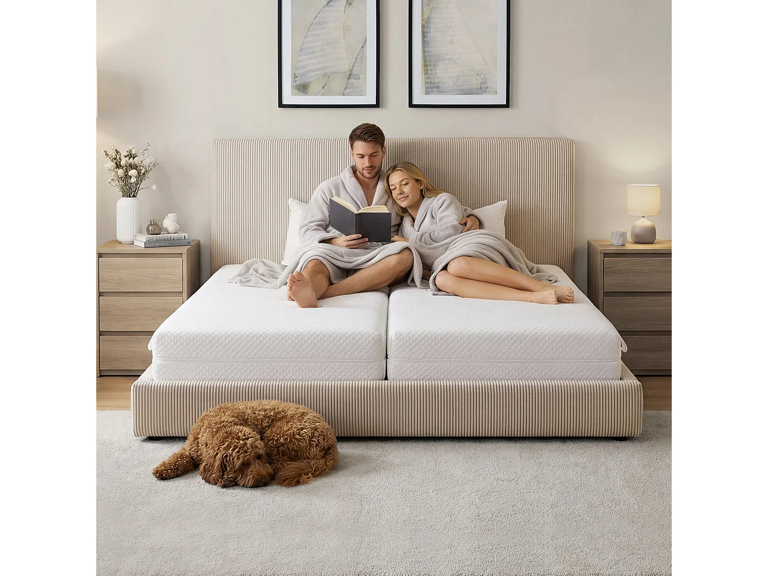 Colchón reversible 160x200 cm híbrido muelles ensacados 7 zonas con OEKO-TEX / CertiPUR 20 cm de grosor - CHITA