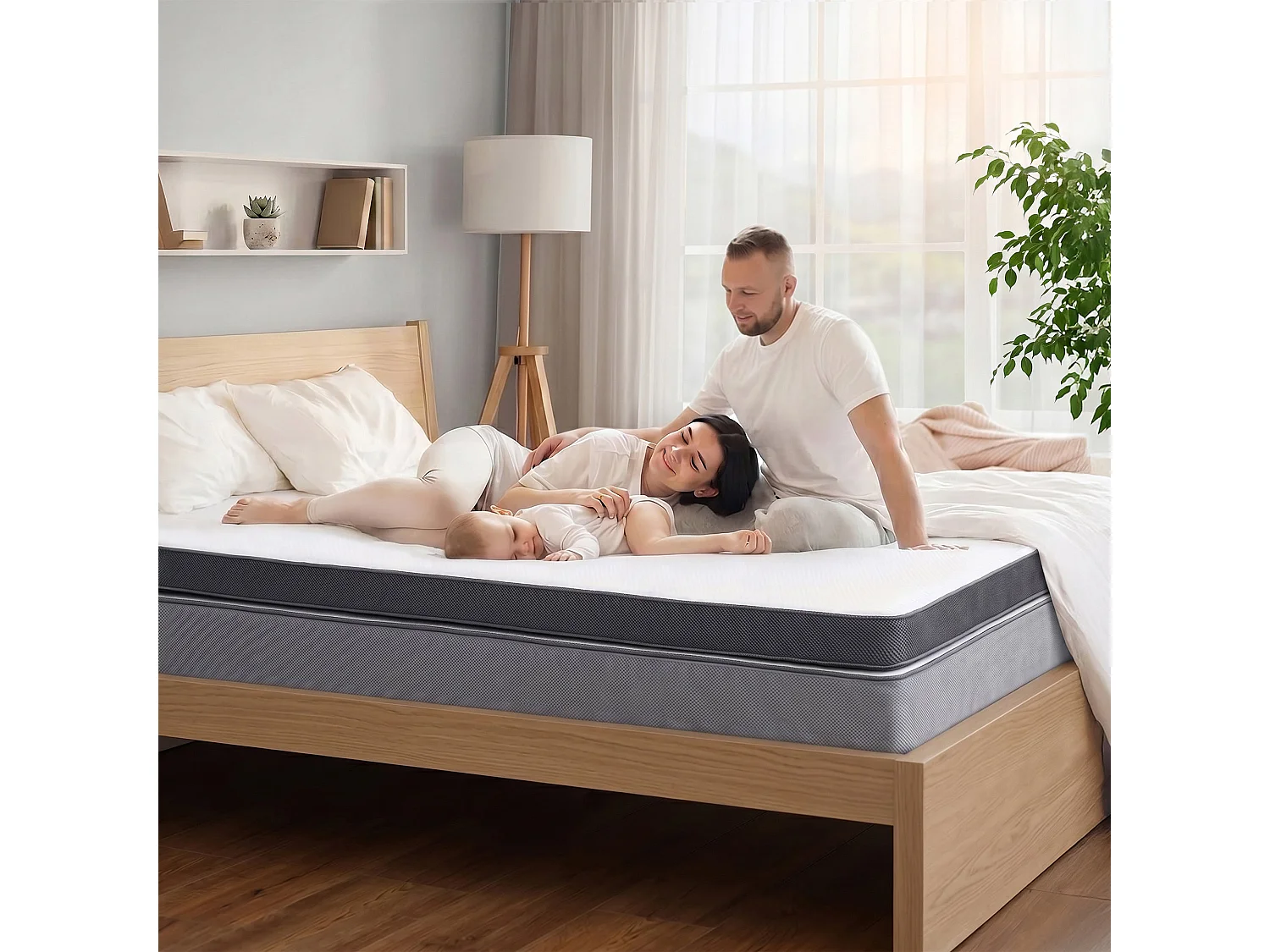 Colchón Topper 180x200 cm 7 cm, doble cara: H2 visco gel / H3 espuma, base antideslizante + fijación, OEKO-TEX y CertiPUR - CHITA