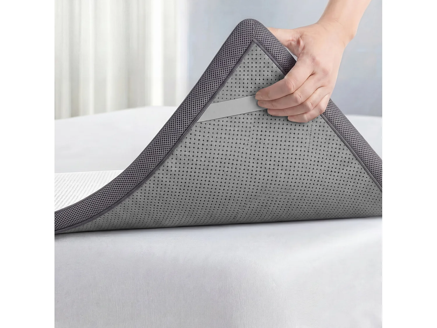 Colchón Topper 180x200 cm 7 cm, doble cara: H2 visco gel / H3 espuma, base antideslizante + fijación, OEKO-TEX y CertiPUR - CHITA