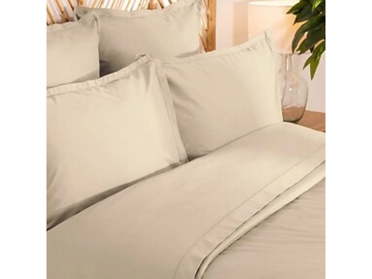 Parure de Lit 3 Pièces "Percale" 260x240cm Beige Lin