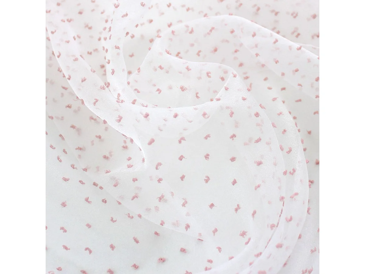 Rideau Voilage à Œillets "Lolita" 140x240cm Blanc & Rose