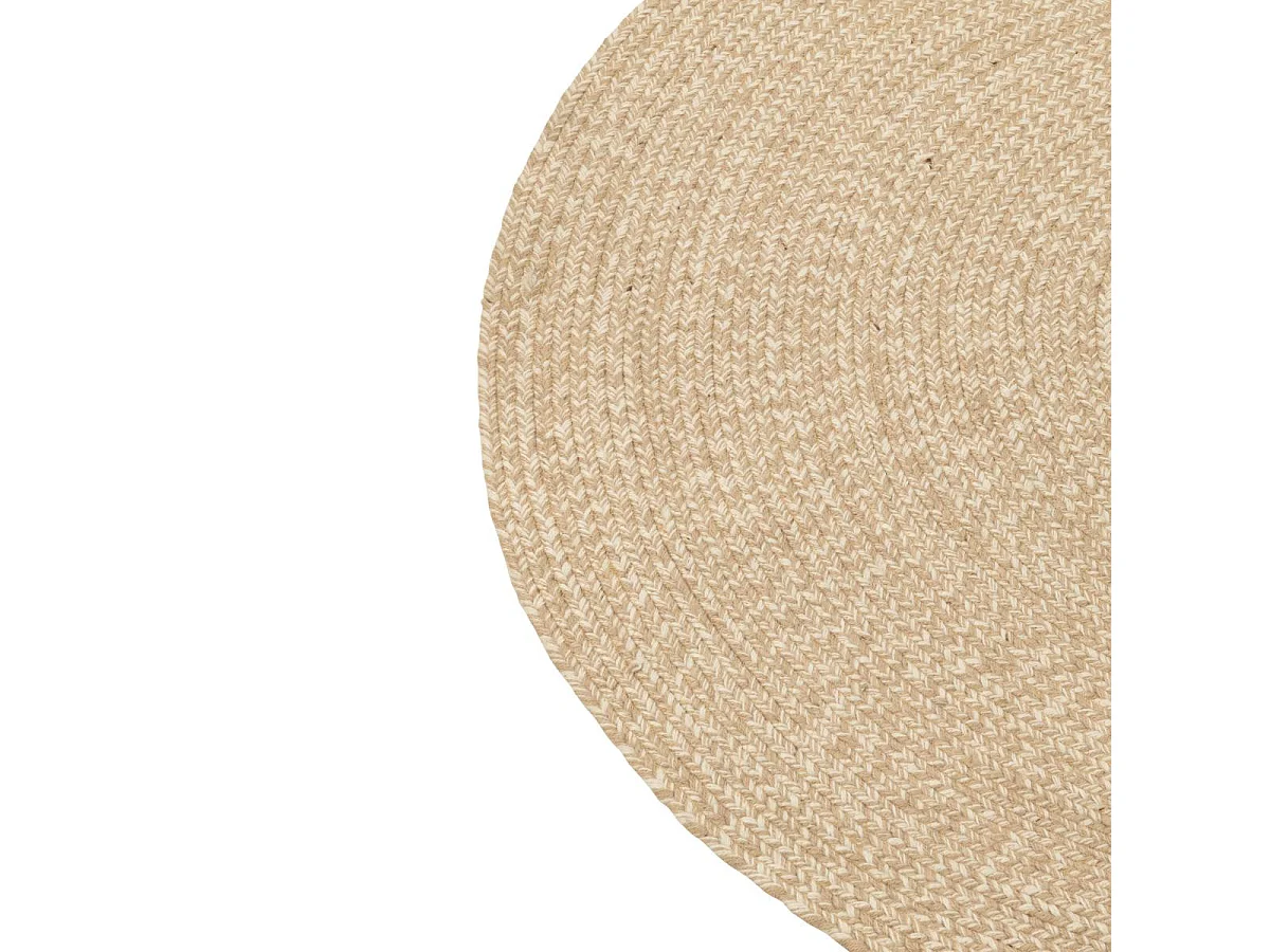 Tapis Rond Bohème "Miami" 120cm Naturel & Blanc