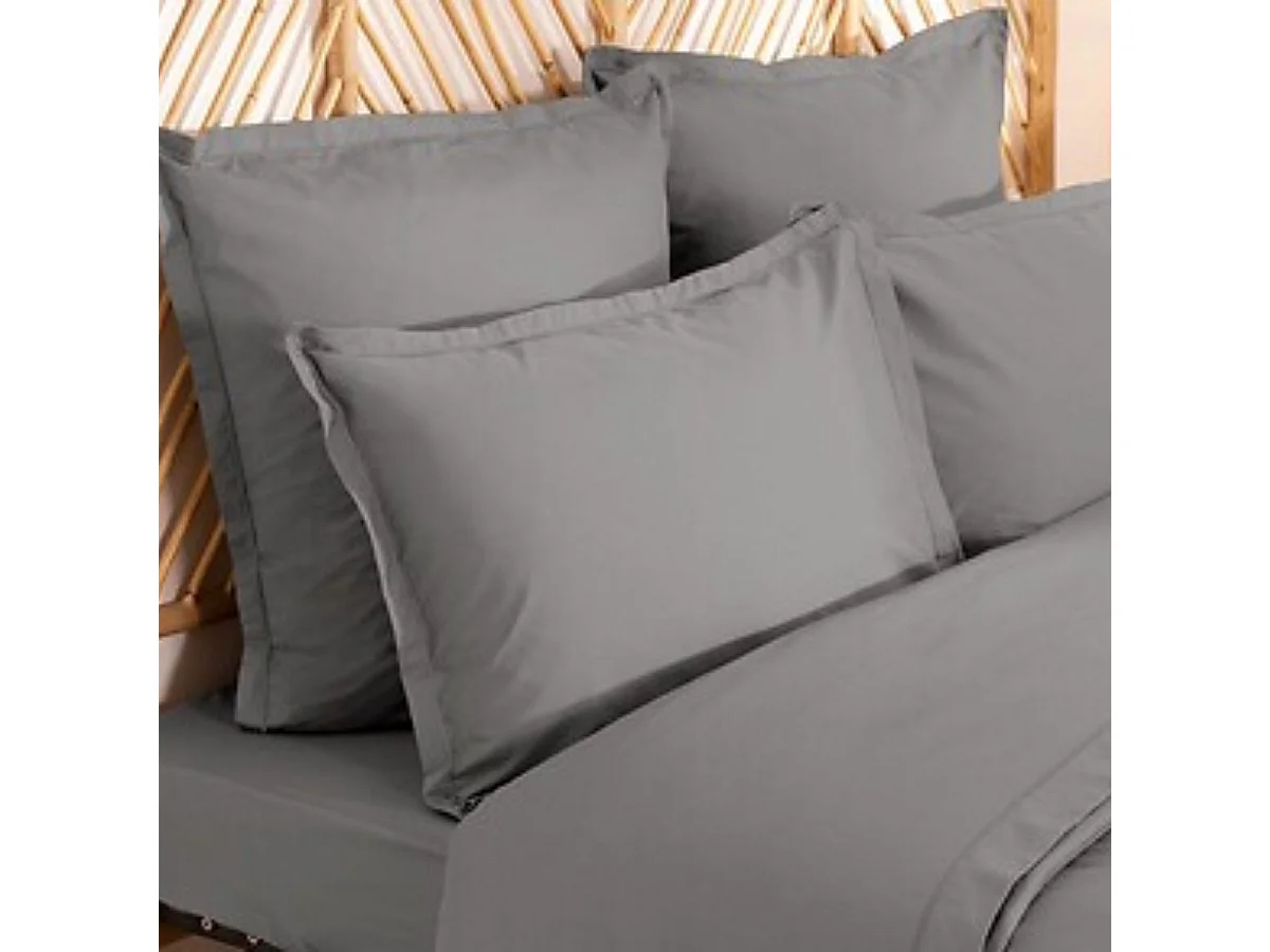 Parure de Lit 3 Pièces "Percale" 260x240cm Gris