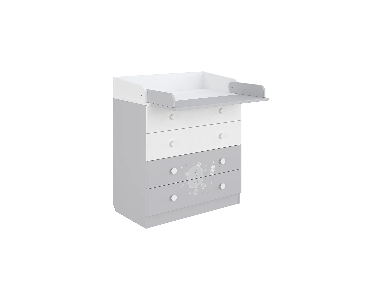 Changing dresser 800 Shefa Kids, Teddy, white-grey
