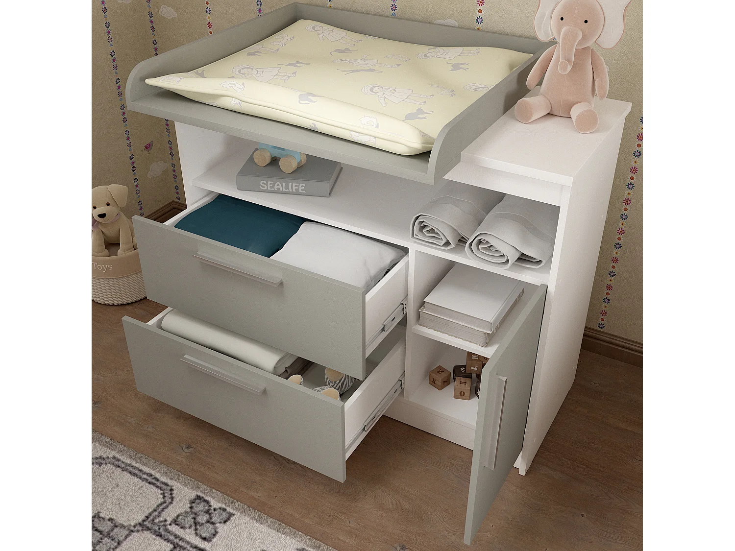 Changing unit Shefa Kids 1150, white - grey