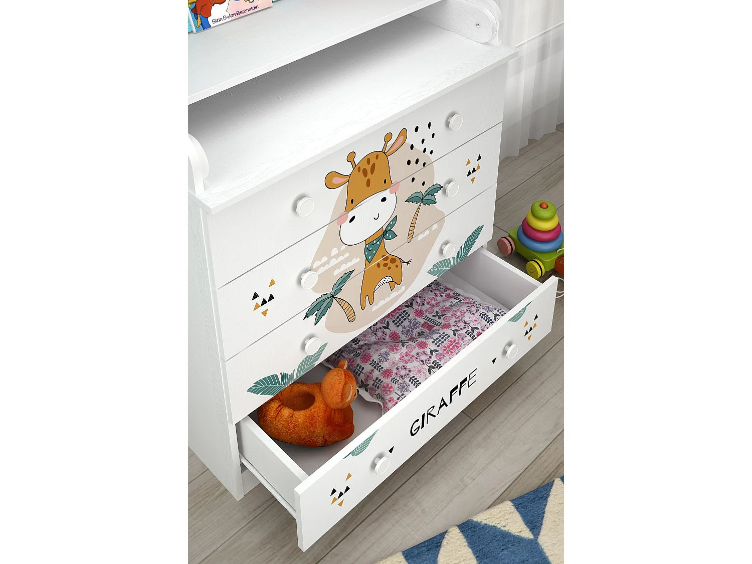 Changing dresser 800 Shefa Kids, white, Giraffe