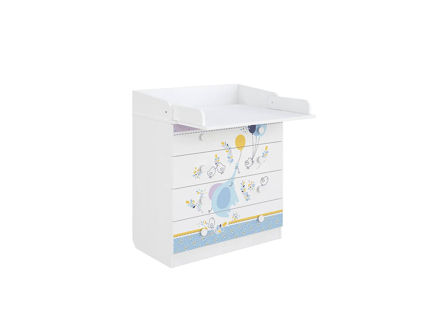 Changing dresser 800 Shefa Kids, white, Elephant with balloon
