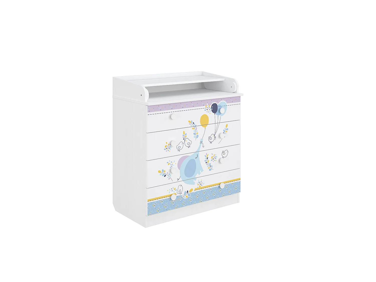 Changing dresser 800 Shefa Kids, white, Elephant with balloon