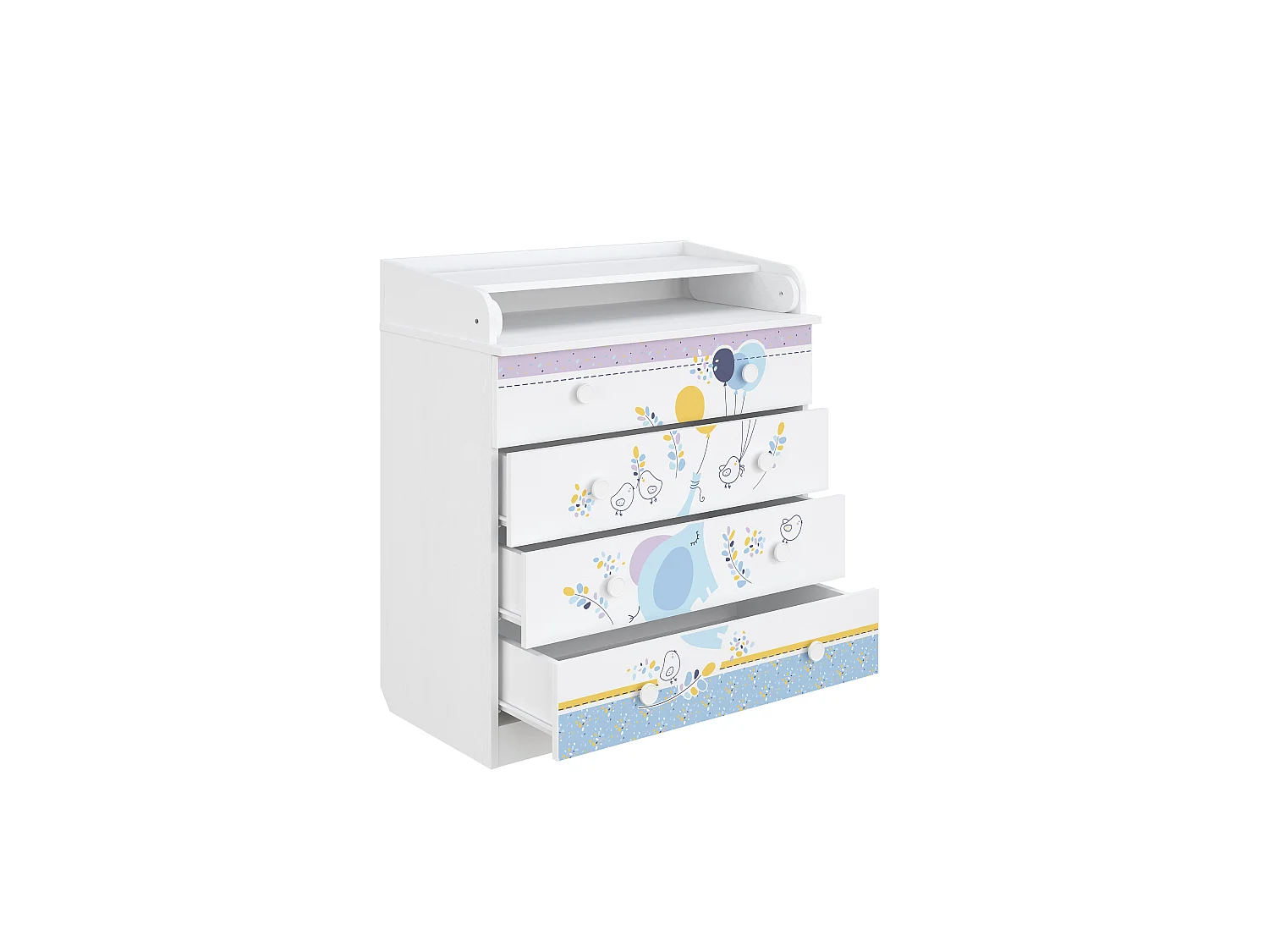 Changing dresser 800 Shefa Kids, white, Elephant with balloon