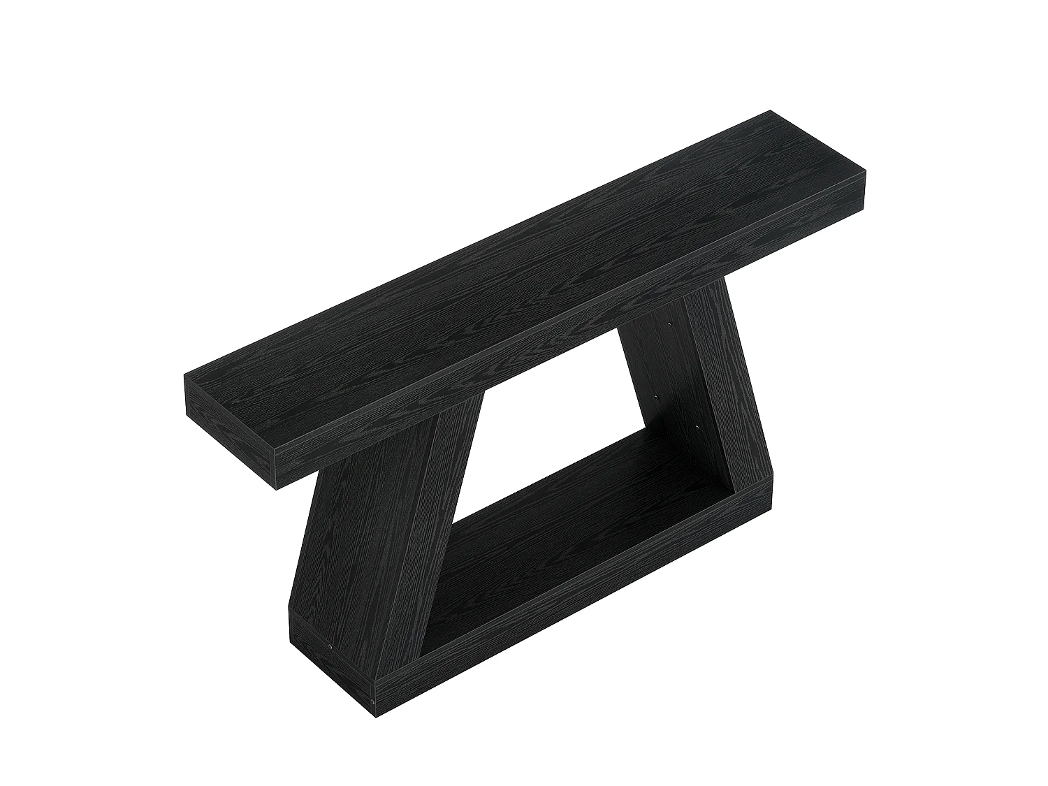 Console noire, table basse rustique de 140 cm avec rangement