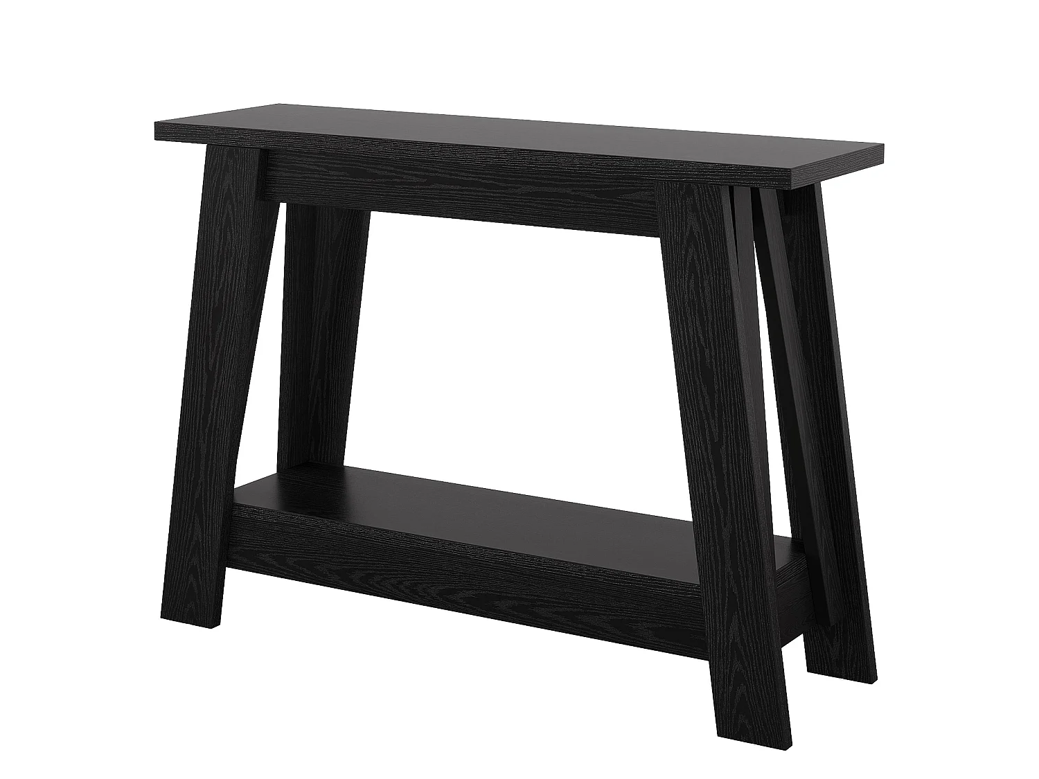 Console de 105 cm, table d'entrée à 2 niveaux avec rangement, style rustique étroit, idéale derrière un canapé, pour le salon ou le couloir, noire