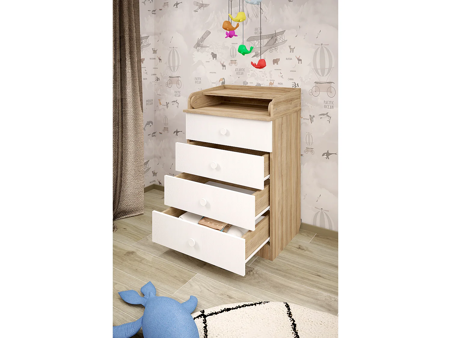 Changing dresser 600 Shefa Kids, elm-white