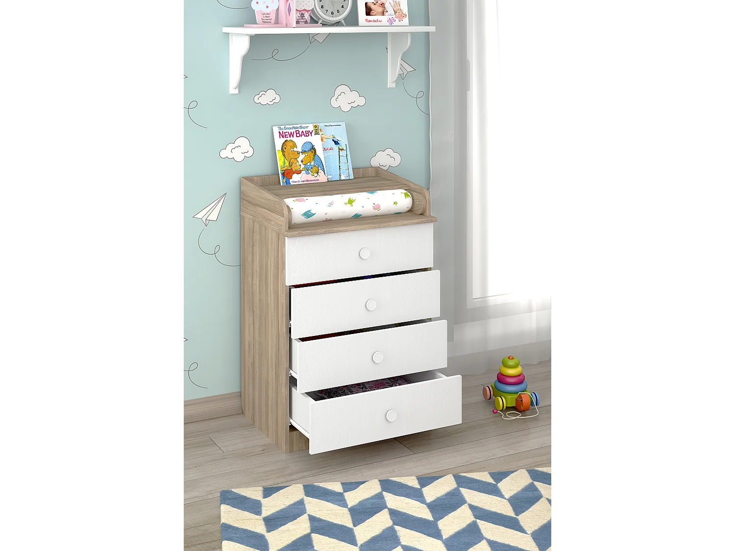 Changing dresser 600 Shefa Kids, elm-white