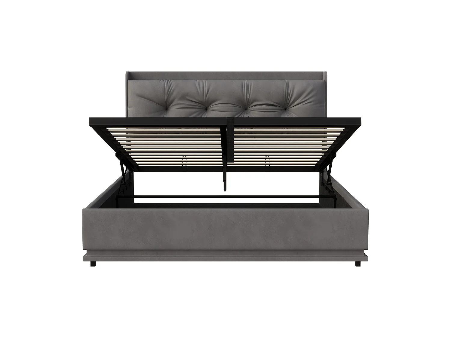 Lit Coffre 160x200cm avec Sommier- Lumières LED et USB Type-C Cadre de Lit- Tete de Lit capitonné en Velours- pour Adulte- Gris