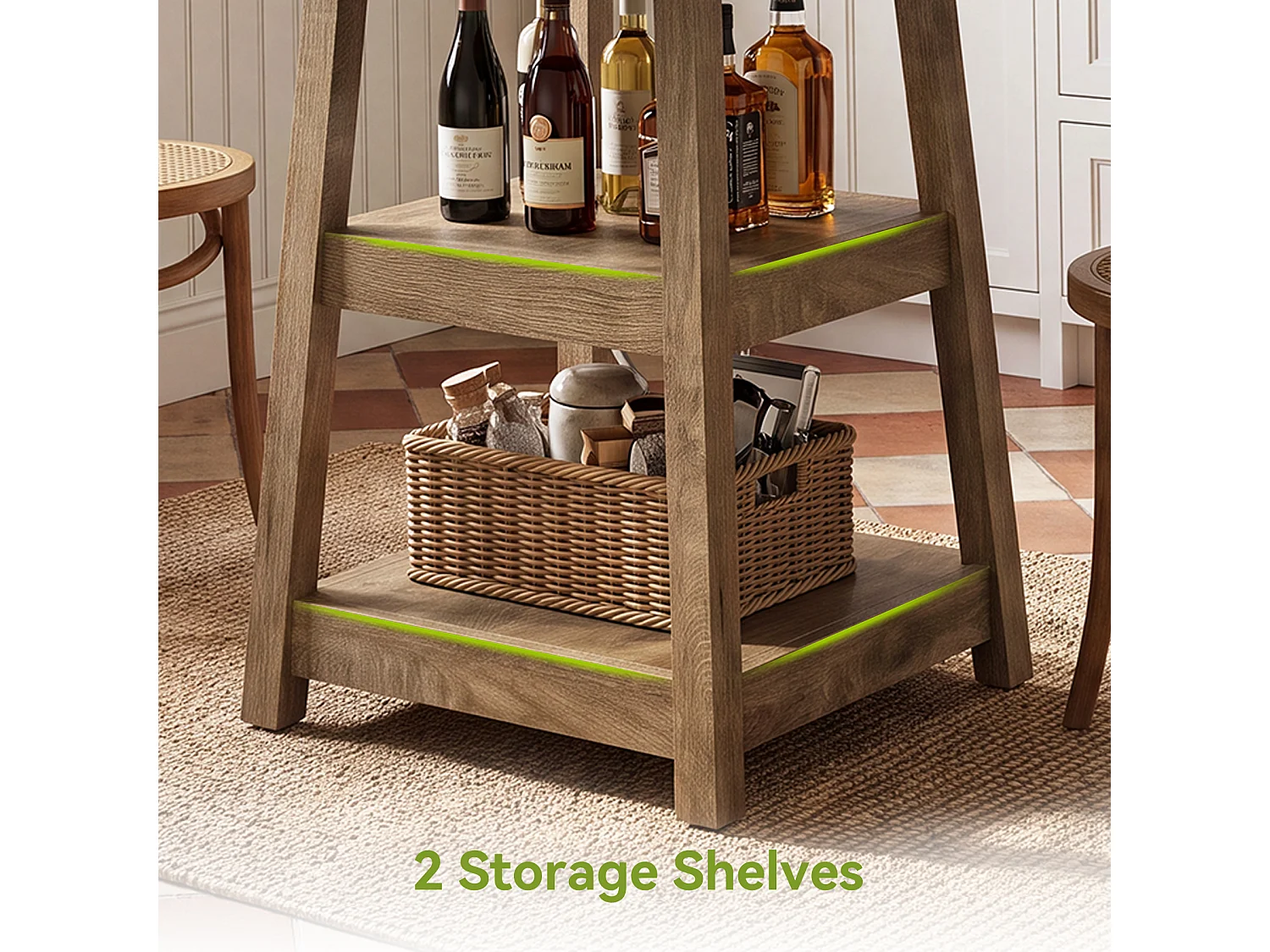Table de bar carrée avec étagères de rangement à 2 niveaux, plateau de 90 cm de haut, table de pub pour 2 à 4 personnes, style bistrot de ferme